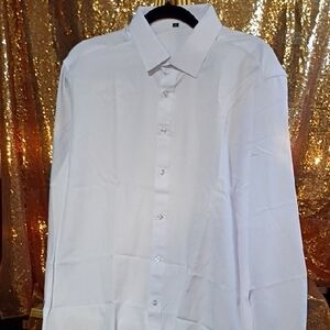 Classic White Men's Button-Up Shirt